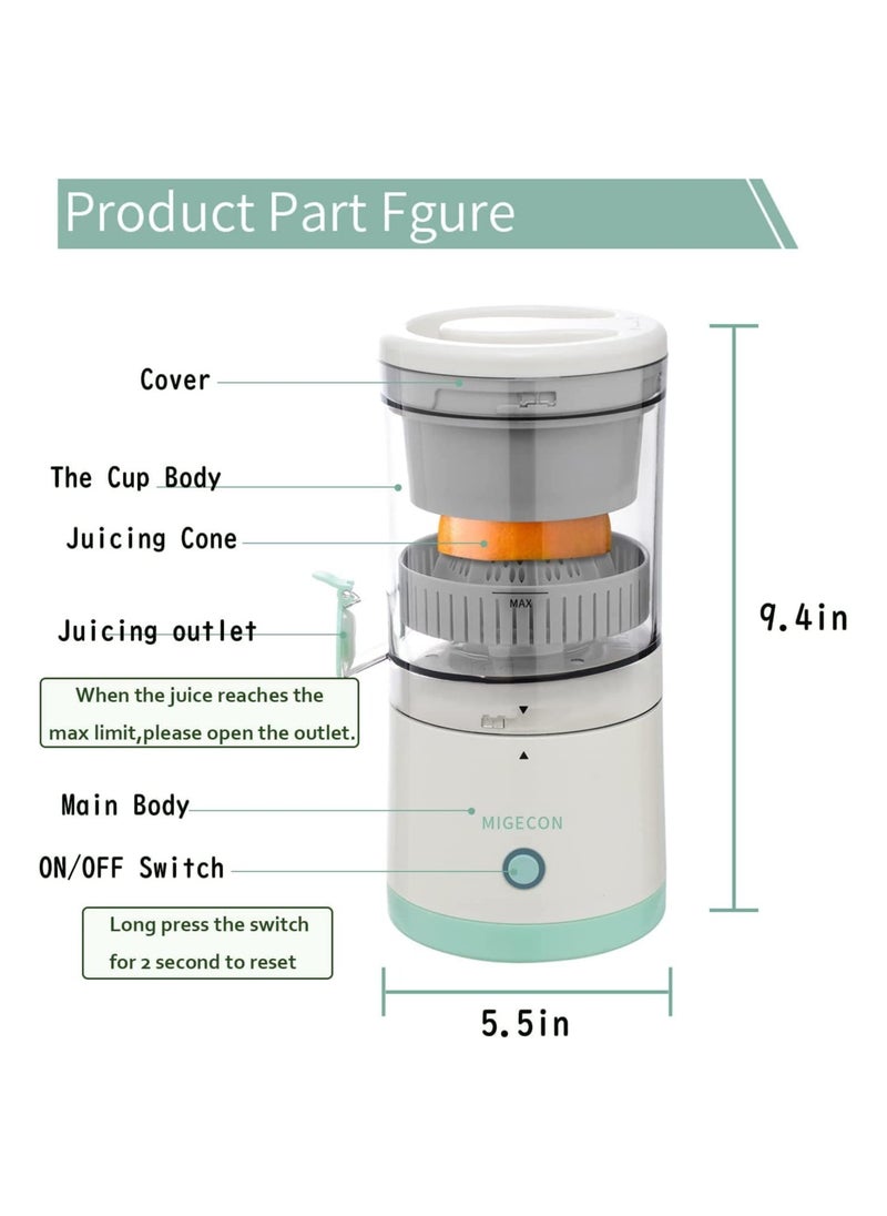 ELTERAZONE Electric Citrus Juicer, Hands-Free Portable USB Charging Powerful Electric Juicer Cordless Fruit Juicer, Multi functional 1-Button Easy Press Lemon Orange Squeezer Machine for Kitchen