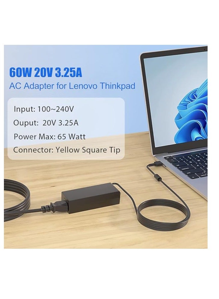 Terabyte 65W 20V 3.25A AC Adapter for Lenovo Z40 Z50 Z50-70 Z50-75 G40 G50 G50-70 G50-80 Thinkpad L440 L460 L470 T440 T450 T460 T470 T540 T560 X230 X240 X250 Power Cord - Image 2