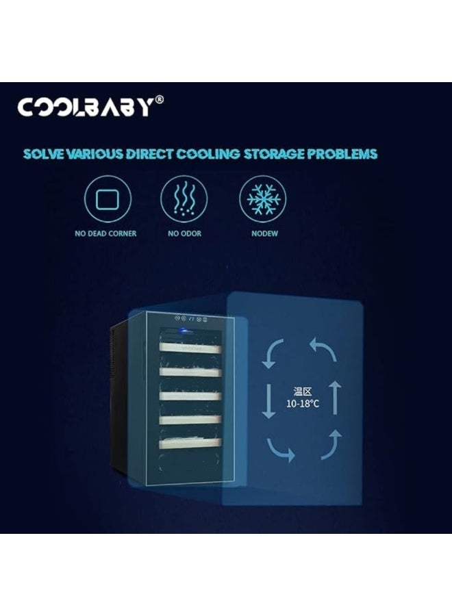 Cool Baby Constant Temperature Fresh-keeping Refrigerator 18 Bottles Capacity Household Refrigerator Built-in LED Light Temperature Control Silent Black - Image 2