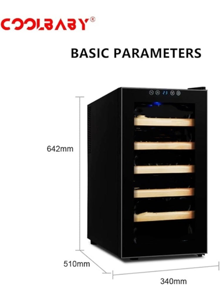 Cool Baby Constant Temperature Fresh-keeping Refrigerator 18 Bottles Capacity Household Refrigerator Built-in LED Light Temperature Control Silent Black - Image 3