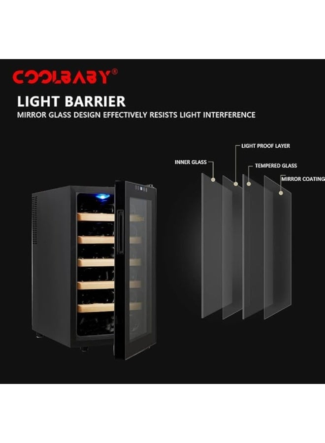 Cool Baby Constant Temperature Fresh-keeping Refrigerator 18 Bottles Capacity Household Refrigerator Built-in LED Light Temperature Control Silent Black - Image 4