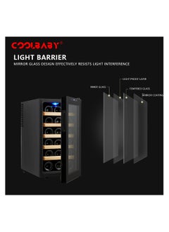 Cool Baby COOLBABY 18 Bottles Red Wine Cabinet, Constant Temperature Wine Cabinet, Home Refrigerator, Built in LED Lights, Temperature Control, Silent, Black  - Image 4