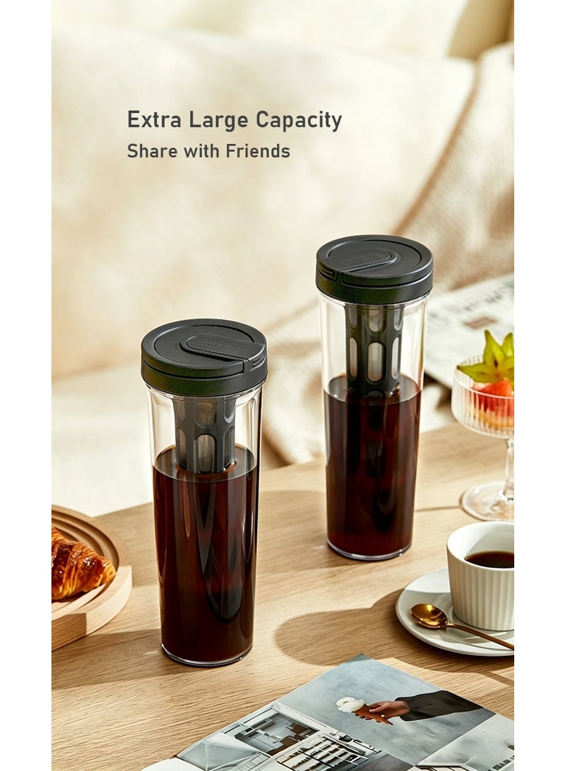 3-in-1 Cold Brew Coffee Maker 1L – Portable Iced Coffee Pitcher with Fine Mesh Filter, Airtight Lid, Multi-Purpose for Coffee, Tea & Infused Drinks - Image 4