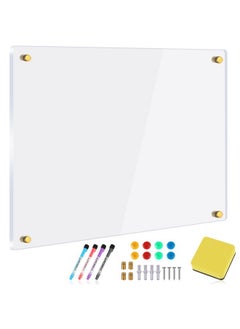 Patelai Clear Acrylic Dry Erase Board For Wall 18''X24'' Mount Non Magnetic Whiteboard Set Includes Acrylic White Board 4 Markers 1 Board Eraser 8 Board Magnets 4 Wall Studs For Office School  - Image 1