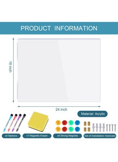 Patelai Clear Acrylic Dry Erase Board For Wall 18''X24'' Mount Non Magnetic Whiteboard Set Includes Acrylic White Board 4 Markers 1 Board Eraser 8 Board Magnets 4 Wall Studs For Office School  - Image 2