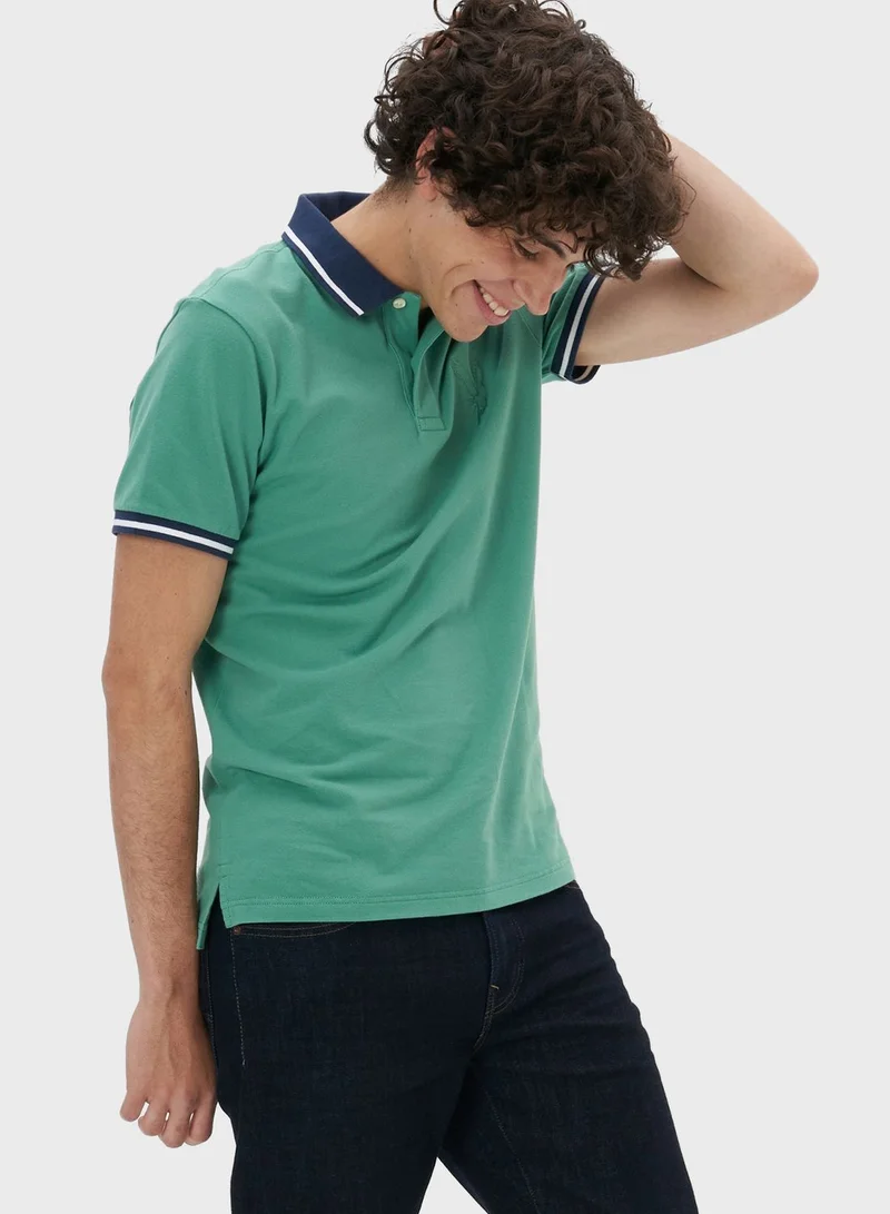 American Eagle Tipped Pique Polo