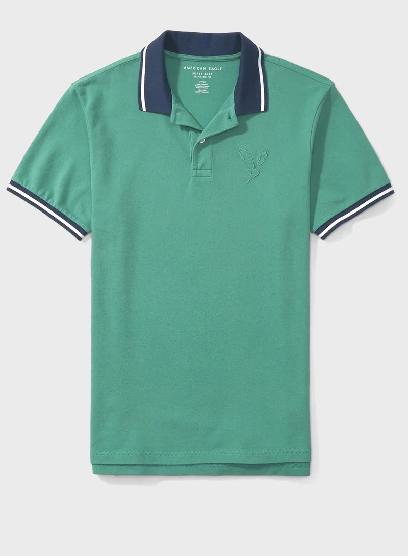 American Eagle Tipped Pique Polo
