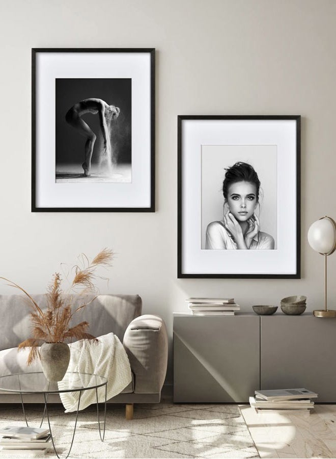 Yaetm Black Wood 16x20 Picture Frame Matted to 11x14 Set of 2, Solid Wood Black Poster Frame 16 by 20 inches, Wall Gallery Frames for Wall Mounted (2 pack, Black) - Image 4