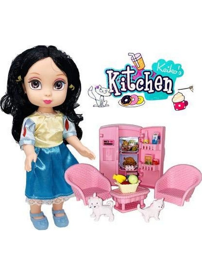 PLUSPOINT Baby Doll with Tiny Size Furniture Set Toys for Girls with Openable Double Door Toy Fridge with Other Accessories | Cute Toy Doll Set for Girls | Birthday Gift | Doll Set (Keiko's Kitchen) - Image 3