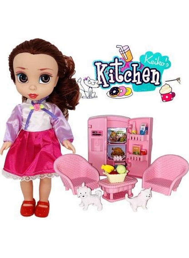 PLUSPOINT Baby Doll with Tiny Size Furniture Set Toys for Girls with Openable Double Door Toy Fridge with Other Accessories | Cute Toy Doll Set for Girls | Birthday Gift | Doll Set (Keiko's Kitchen) - Image 4