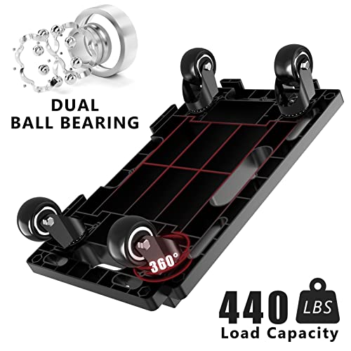 SOLEJAZZ Furniture Mover Dolly 4 Wheels Heavy Duty Small Furniture Moving Dollies Rollers with 4 Wheels 440 Lbs Capacity Rolling Platform Interlocking Design Flat Dolly with Wheels, Black, 4 Pack - Image 4