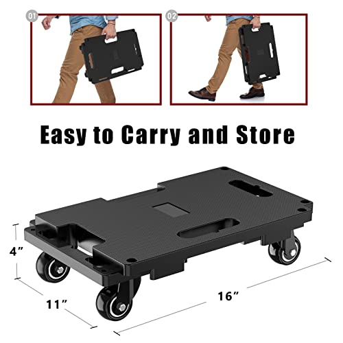 SOLEJAZZ Furniture Mover Dolly 4 Wheels Heavy Duty Small Furniture Moving Dollies Rollers with 4 Wheels 440 Lbs Capacity Rolling Platform Interlocking Design Flat Dolly with Wheels, Black, 4 Pack - Image 2