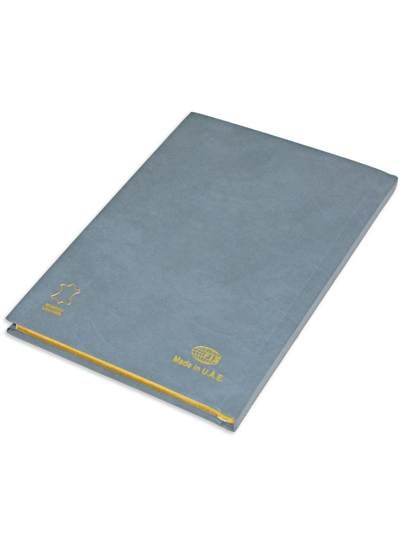 FIS دفتر ملاحظات FIS الذهبي من الجلد الملتصق، مقاس A5، ورق إيطالي عاجي، 70 GSM، 196 صفحة، 8 مم مخطط، غلاف مبطن من جهة واحدة، حواف مطلية بالذهب، لون رمادي - FSNB1SA5GIVBLGY - Image 4