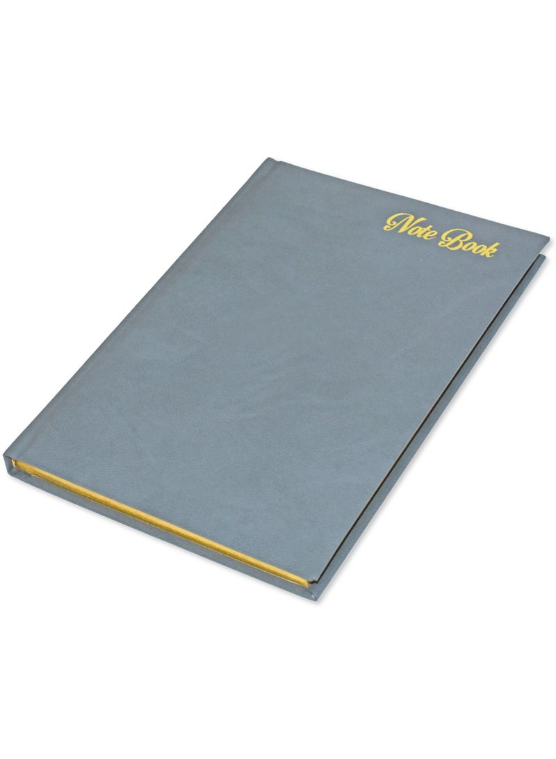 FIS دفتر ملاحظات FIS الذهبي من الجلد الملتصق، مقاس A5، ورق إيطالي عاجي، 70 GSM، 196 صفحة، 8 مم مخطط، غلاف مبطن من جهة واحدة، حواف مطلية بالذهب، لون رمادي - FSNB1SA5GIVBLGY - Image 1