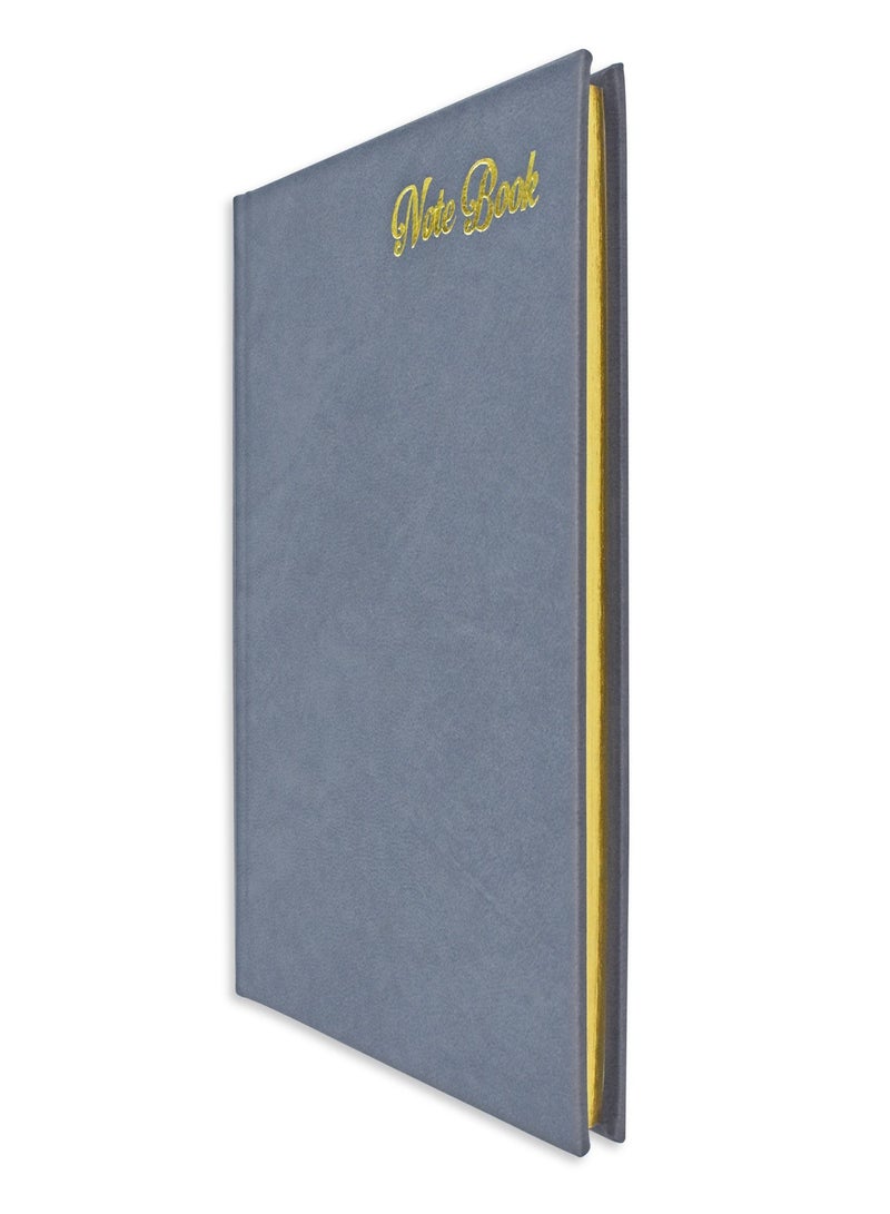FIS دفتر ملاحظات FIS الذهبي من الجلد الملتصق، مقاس A5، ورق إيطالي عاجي، 70 GSM، 196 صفحة، 8 مم مخطط، غلاف مبطن من جهة واحدة، حواف مطلية بالذهب، لون رمادي - FSNB1SA5GIVBLGY - Image 3