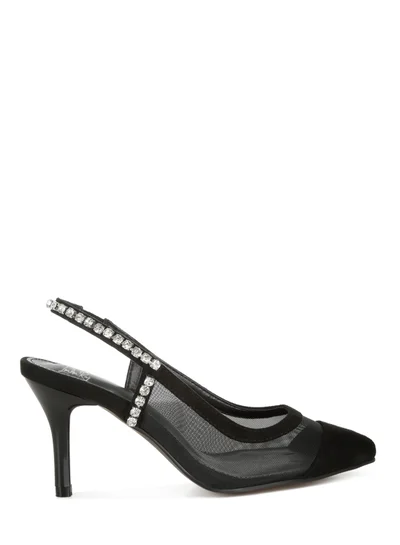 لندن راج صندل بكعب ستيليتو Slingback باللون الأسود