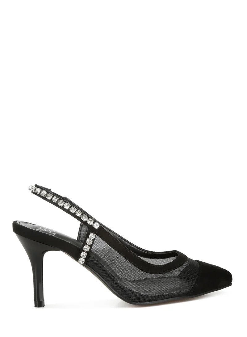 لندن راج صندل بكعب ستيليتو Slingback باللون الأسود