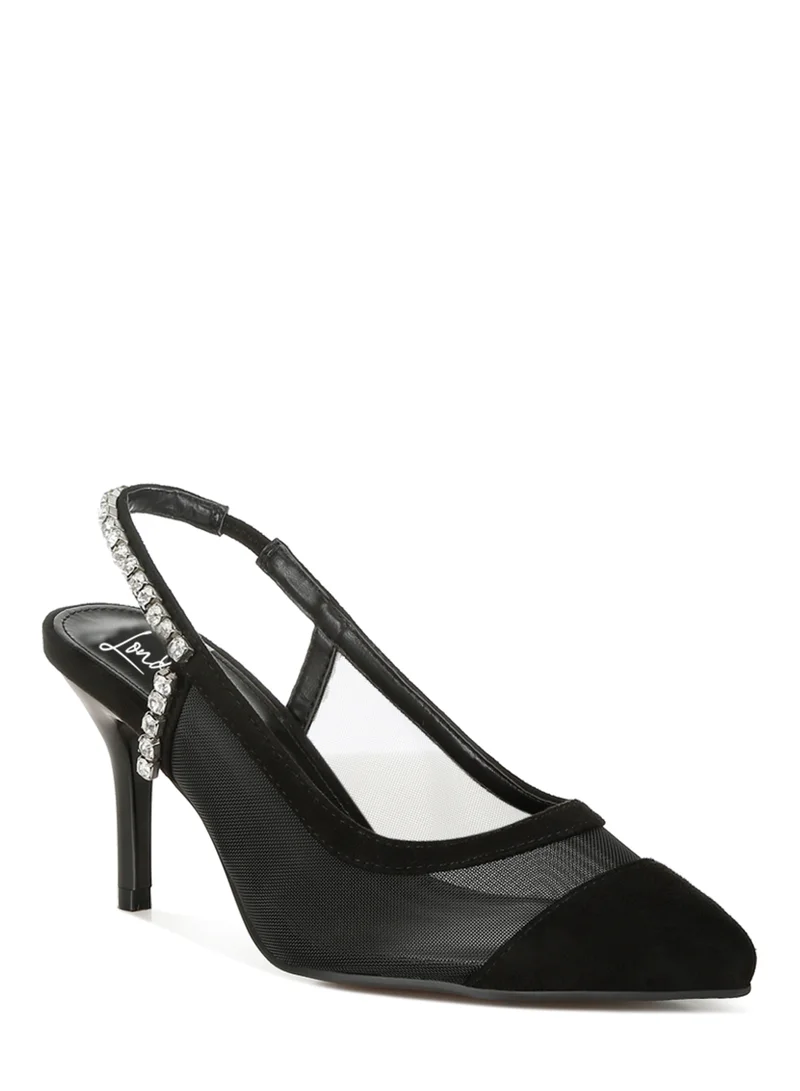 لندن راج صندل بكعب ستيليتو Slingback باللون الأسود