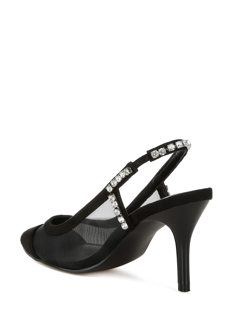لندن راج صندل بكعب ستيليتو Slingback باللون الأسود