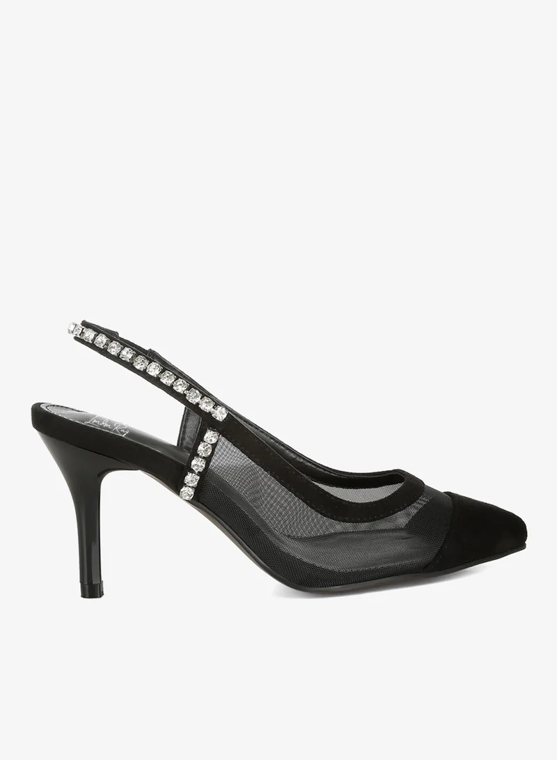 Stiletto Heel Slingback Sandals in Black