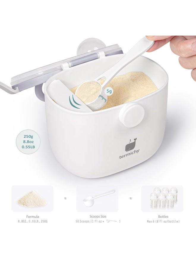 Termichy Baby Formula Dispenser, Portable Formula Dispenser Container with Scoop and Carry Handle for Travel Outdoor Activities for Baby Infant, 8.8OZ, 0.55LB, 250g (Grey,1 Pack) - Image 2