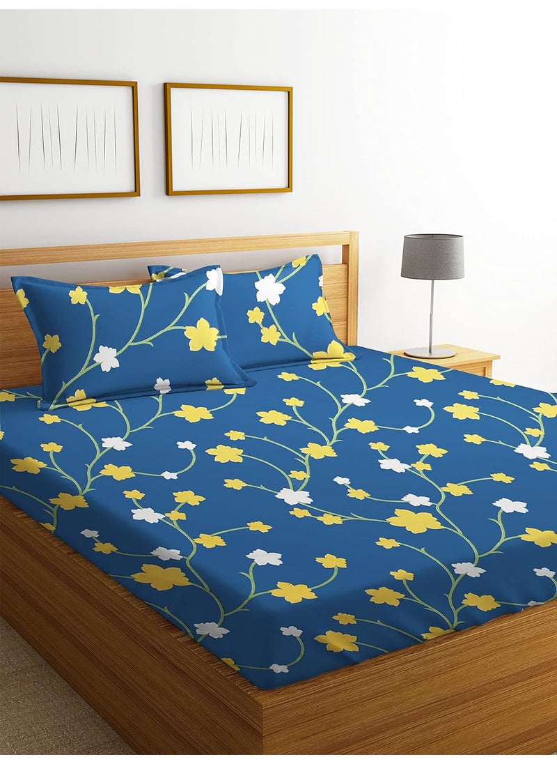 BSB HOME BSB HOME® 100% Microfiber 220 TC Flower Printed King Size Bedsheet with 2 Pillow Covers, (90 x 100 Inches)  - Image 1