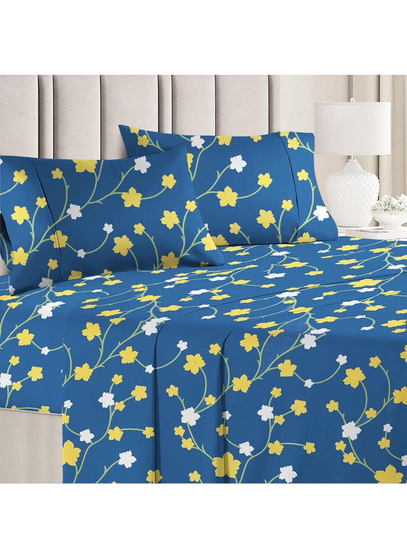 BSB HOME BSB HOME® 100% Microfiber 220 TC Flower Printed King Size Bedsheet with 2 Pillow Covers, (90 x 100 Inches)  - Image 3