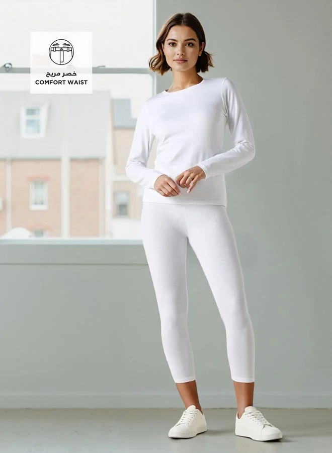 Splash FAV Basics High Waist Cropped UltraStretch Cotton Leggings with Elasticated Waist