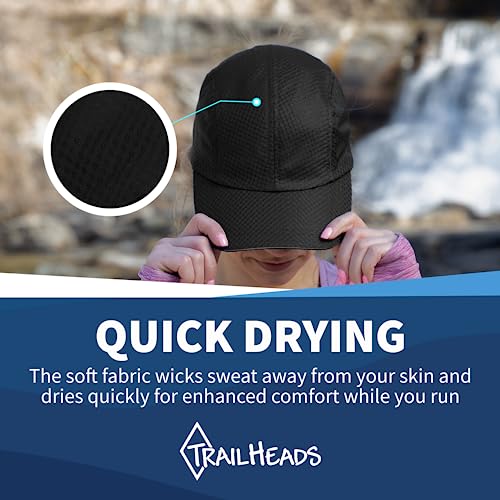 TrailHeads Women's Race Day Performance Running Cap, Lightweight & Quick Drying Mesh Sports Hat with Reflective Trim - Black - Image 2