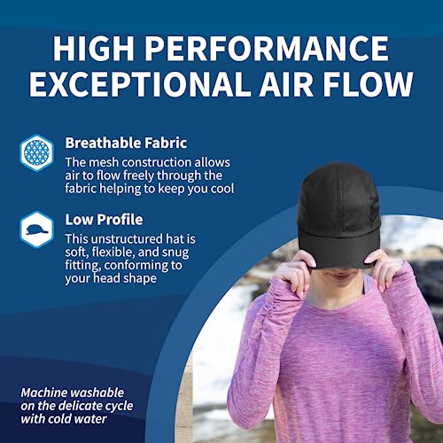 TrailHeads Women's Race Day Performance Running Cap, Lightweight & Quick Drying Mesh Sports Hat with Reflective Trim - Black - Image 5