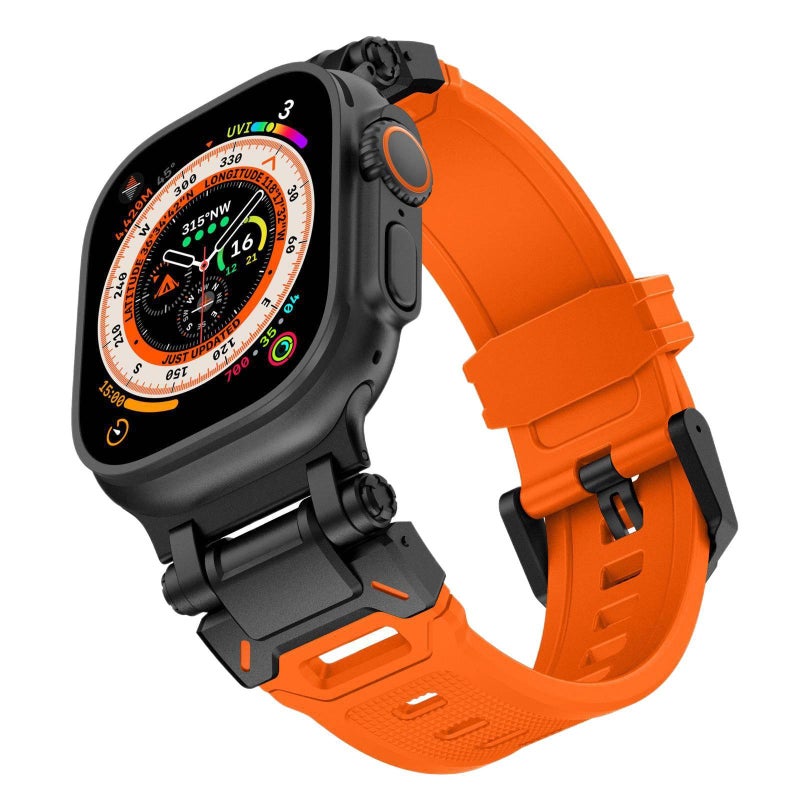 سوار ساعة ذكية سوار معدني من الستانلس ستيل متوافق مع Apple Watch 42/44/45/49mm بملاءمة قابلة للتعديل وحزام بديل بتصميم معدني أنيق باللون أسود قابل للتعديل - Image 3