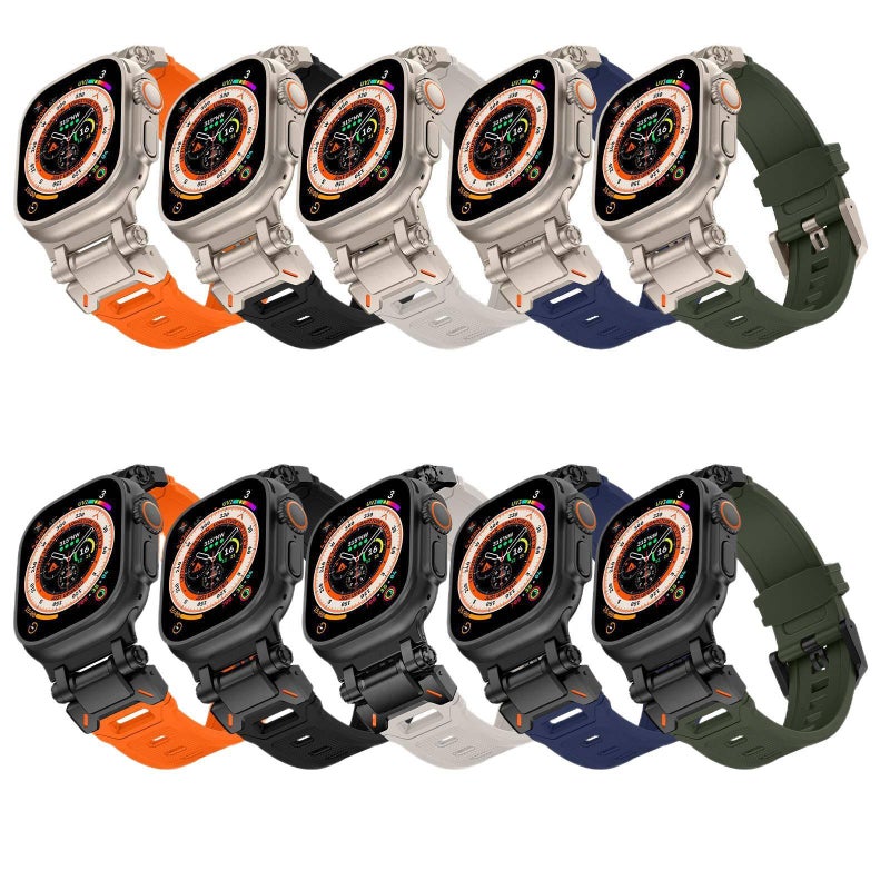 سوار ساعة ذكية سوار معدني من الستانلس ستيل متوافق مع Apple Watch 42/44/45/49mm بملاءمة قابلة للتعديل وحزام بديل بتصميم معدني أنيق باللون أسود قابل للتعديل - Image 2