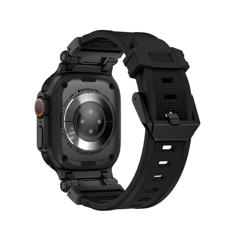 سوار ساعة ذكية سوار معدني من الستانلس ستيل متوافق مع Apple Watch 42/44/45/49mm بملاءمة قابلة للتعديل وحزام بديل بتصميم معدني أنيق باللون أسود قابل للتعديل - Image 4