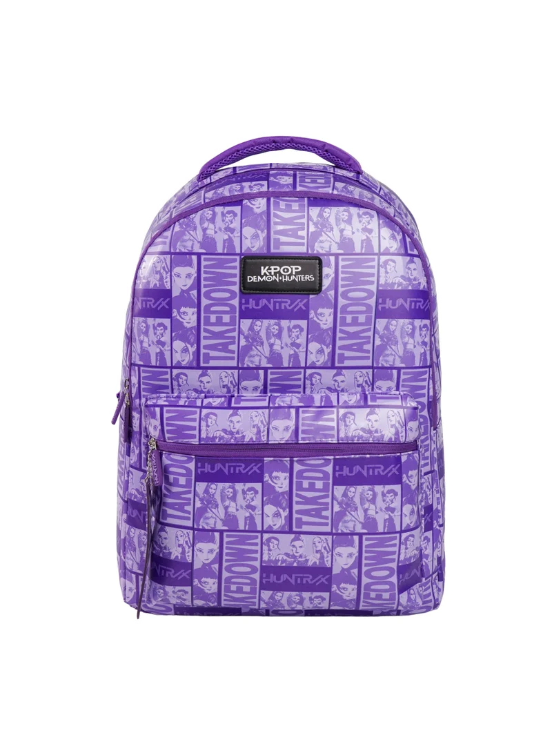 نيتفليكس Netflix KPop Demon Hunters Teens Backpack 18" – Official School Backpack, Large Capacity Travel Daypack for Teens, Purple Character Print Book Bag