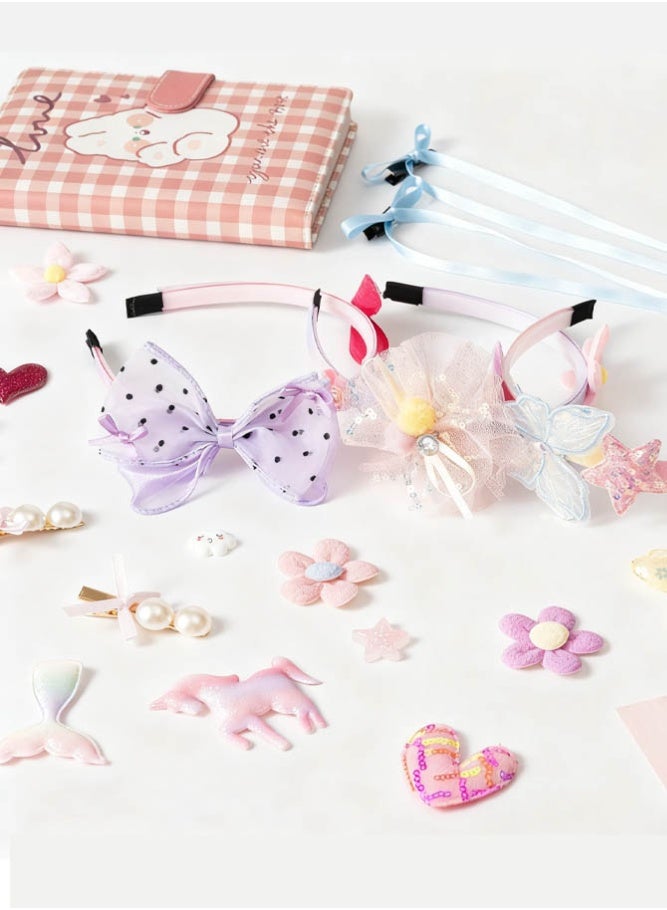 INSENSE Kids DIY Headband Craft Set, Sweet Ribbon Hair Accessories Kit, Handmade Decoration Materials, Creative Dress-Up Toy Gift for Girls - Image 4