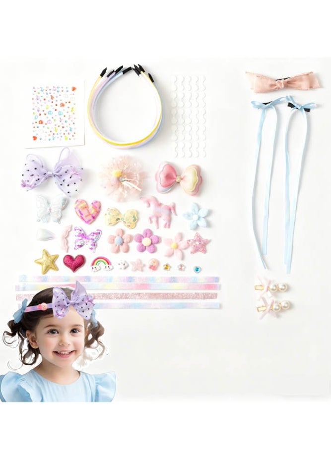 INSENSE Kids DIY Headband Craft Set, Sweet Ribbon Hair Accessories Kit, Handmade Decoration Materials, Creative Dress-Up Toy Gift for Girls - Image 1