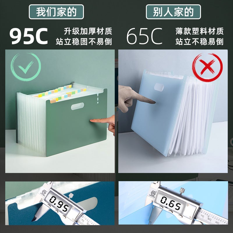 Vertical Organ Bag A4 Multi-Layer Classification Folder 13 Grid Student Examination Paper Folder Storage Bag Data File Bag - Image 4