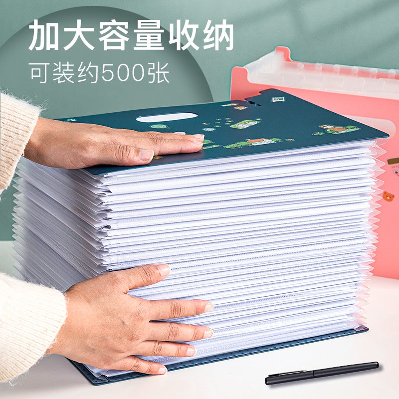 Vertical Organ Bag A4 Multi-Layer Classification Folder 13 Grid Student Examination Paper Folder Storage Bag Data File Bag - Image 3