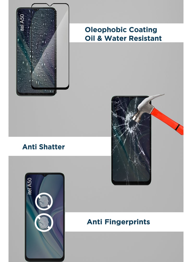 Generic Glass Screen Protector For itel A50 -Black - Image 4
