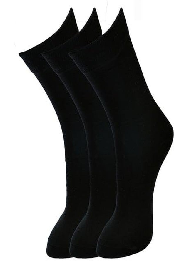 Missby Unisex Kids Age-wise Combed Cotton School Mid-Calf Socks - (Pack of 03 Pairs) (Black, 4 Years-5 Years) - Image 1