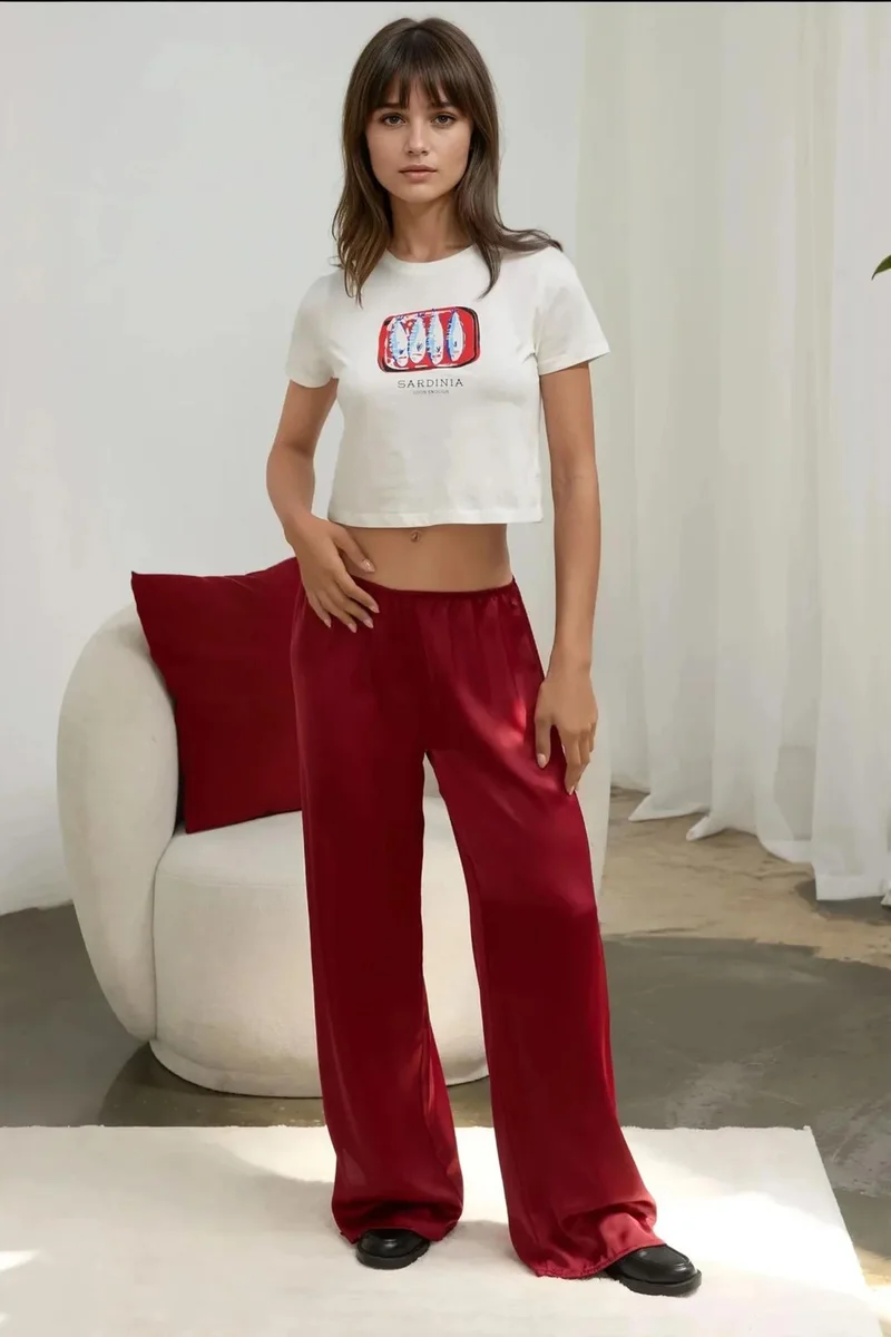 Hiccup Ice Blue Printed Regular Fit Crew Neck 100% Cotton Crop T-shirt for Women | Best Price UAE