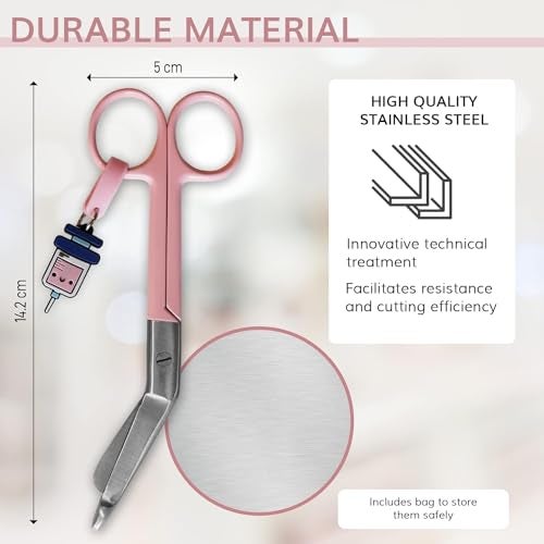 JJ LMS Medical Scissors - Bandage Scissors for Nurses - Funny Key Ring (Pink) - Image 2
