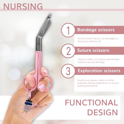 JJ LMS Medical Scissors - Bandage Scissors for Nurses - Funny Key Ring (Pink) - Image 4