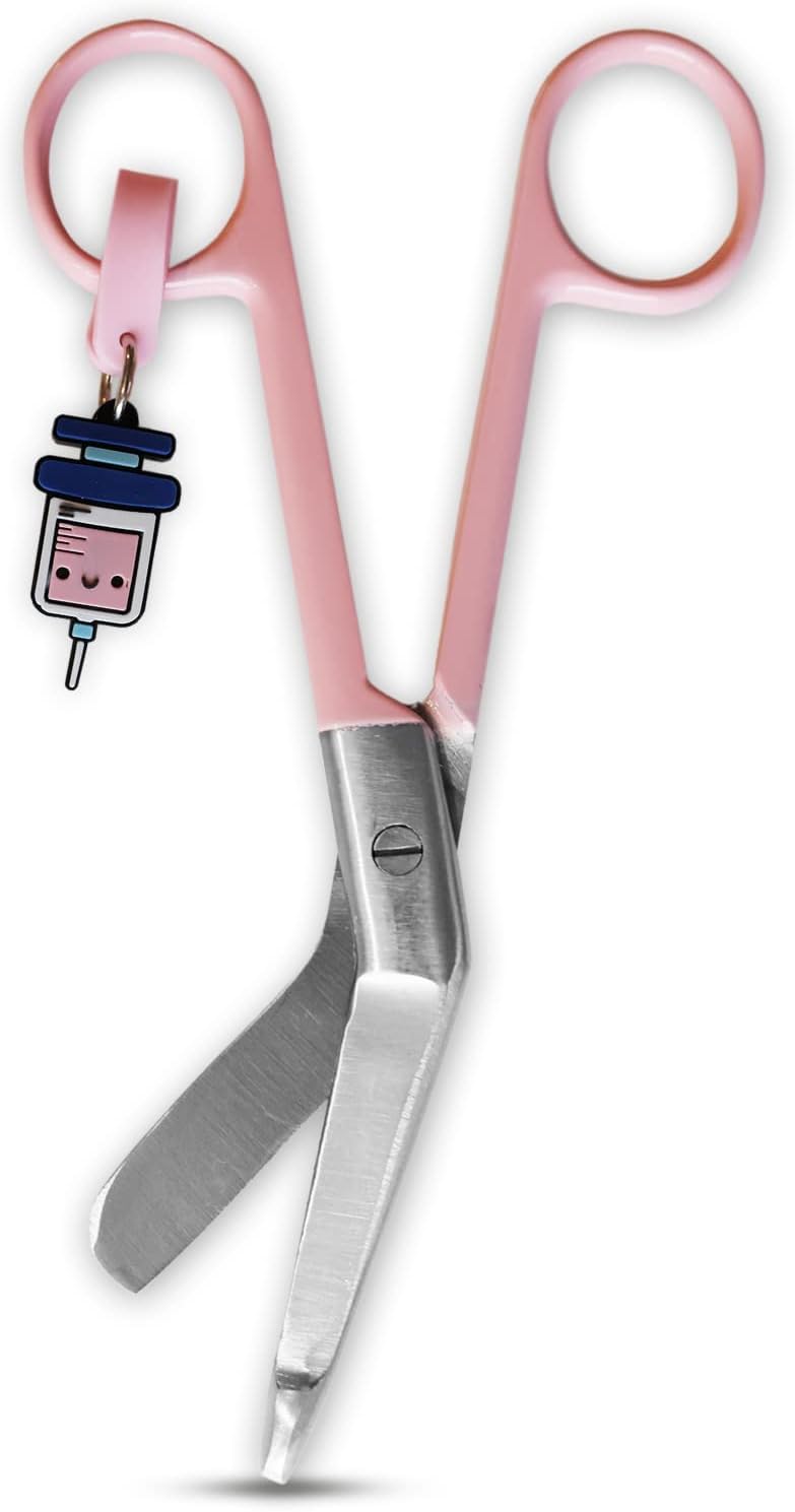 JJ LMS Medical Scissors - Bandage Scissors for Nurses - Funny Key Ring (Pink) - Image 1
