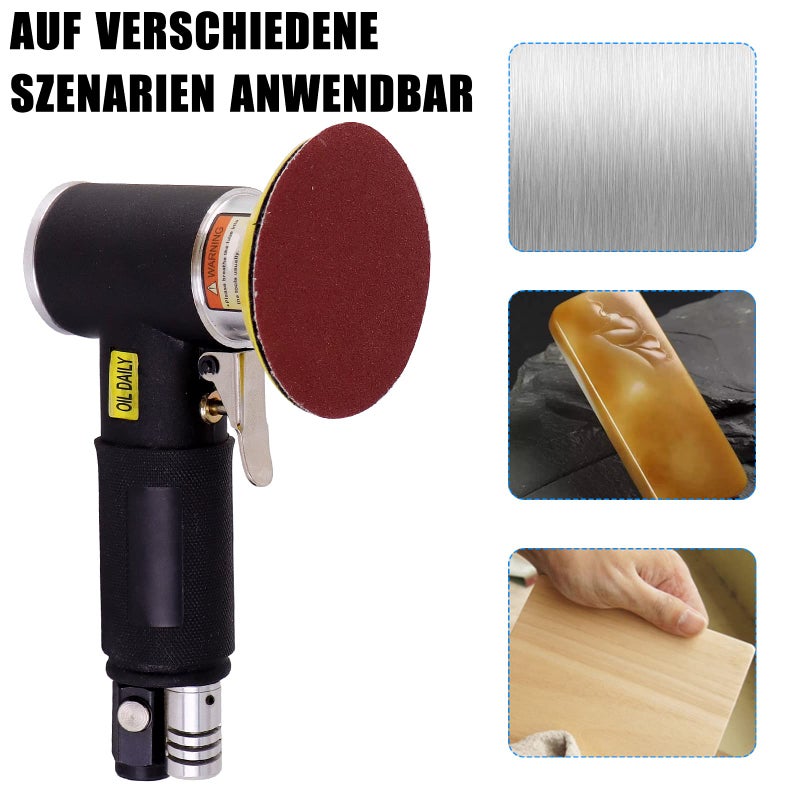 ROIKETU Mini Air Sander,Random Orbital Air Sander Kit,Mini Pneumatic Sander for auto sanding tools kits with 1/2/3inch Polishing Sponge & Wool Pads Sandpapers (1"2"3" Buffer&Sander Kit) - Image 4