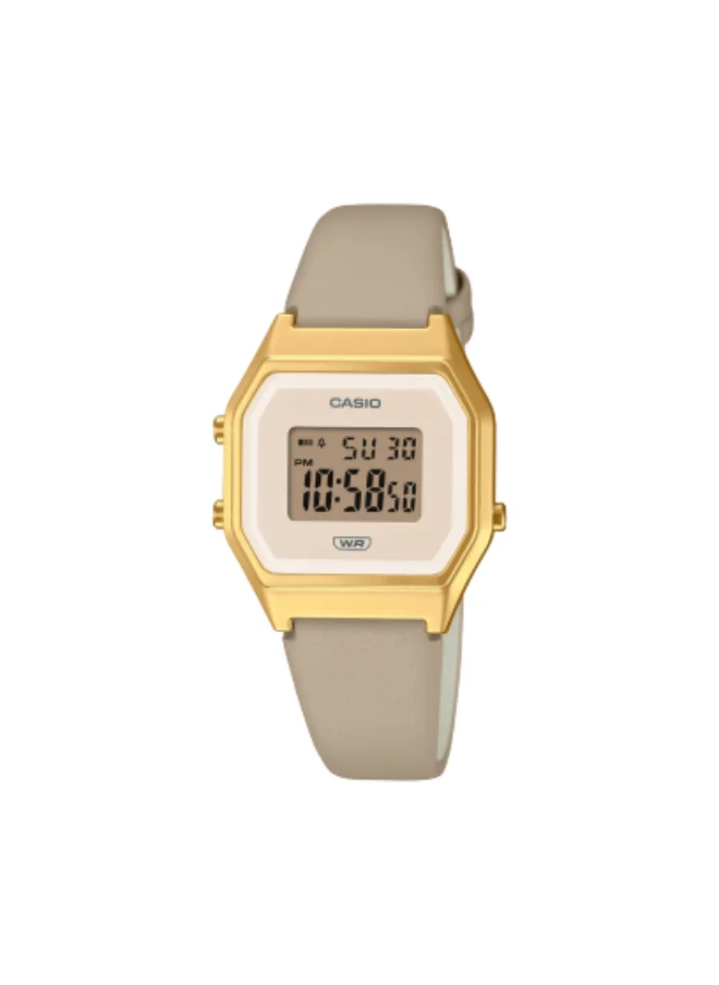 CASIO Women's Digital Display Watch With Beige Resin Strap - LA680WEGL-5DF