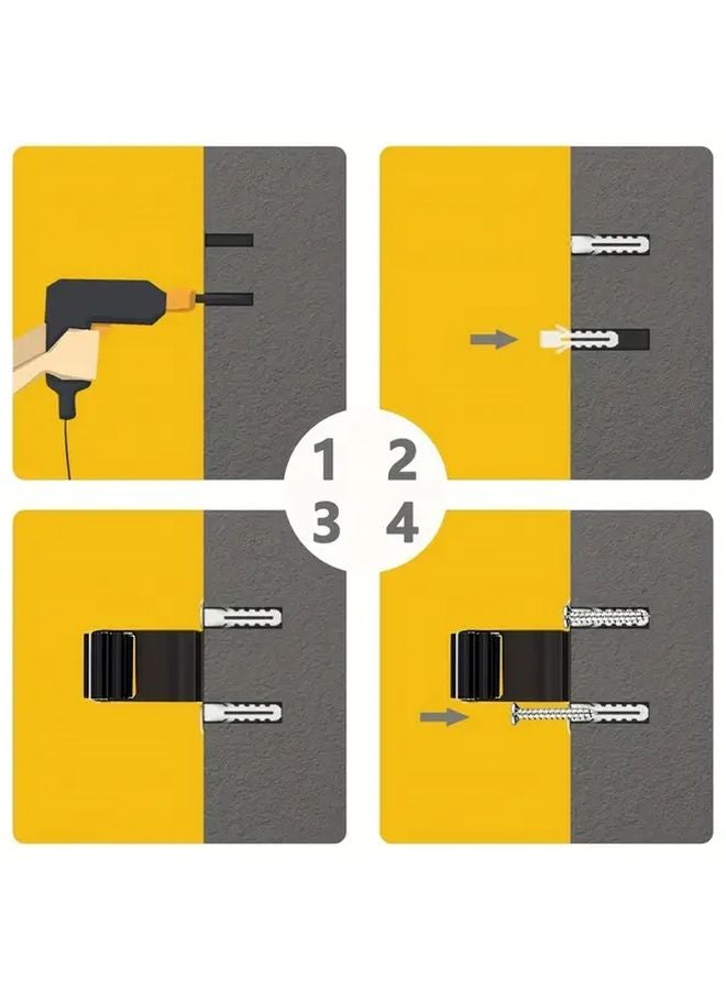 6 قطع رف منظم لأدوات الحدائق الثقيلة حامل مكنسة ومساحة مثبت على الحائط - Image 5