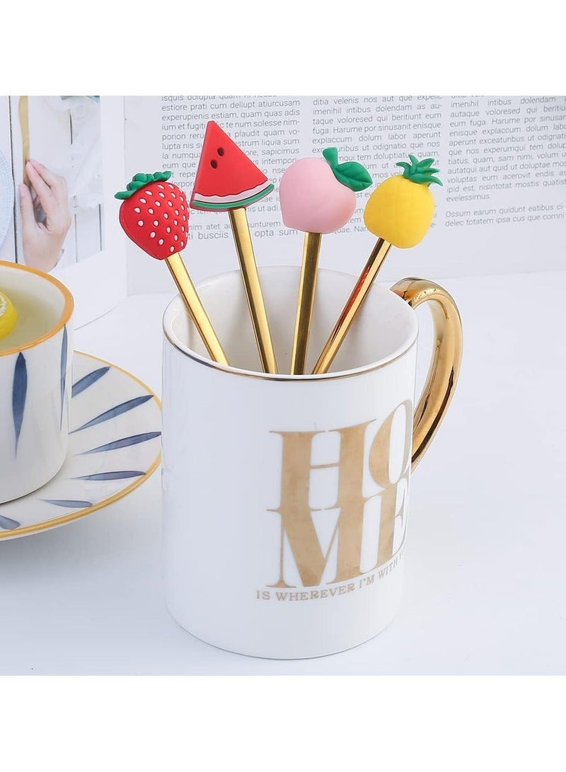 طقم معالق فواكه صغيرة – لون ذهبي أنيق – 6 قطع لتقديم الحلويات والفواكه - Image 1