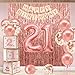RTHPY 21st Birthday Decorations for HerHappy 21st Birthday Decorations for Women Rose Gold 21 Boxes Decor for Girls Pink Rose Gold Foil Number Balloons Party Supplies Tassel Curtain - Image 3