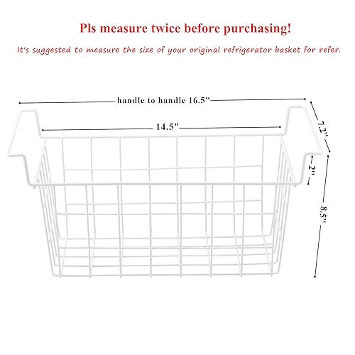 Orgneas 16.5 Inch Freezer Organizer Bins, Metal Wire Basket Bins, Replaces Chest Freezer Basket, Hangable, Sturdy, White - Image 3